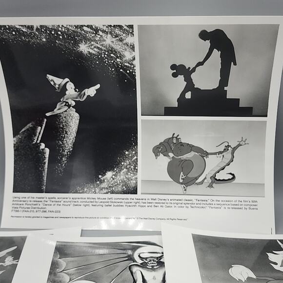 Disney Fantasia Press Photos Set Of 4 1990 Black and White Glossy - Picture 4 of 13